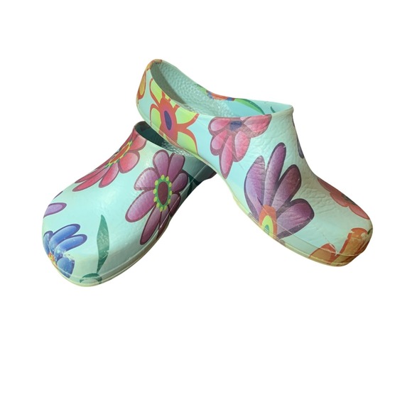 Birkenstock Shoes Womens Size 7 Turquoise Floral Clogs Made in Germany 215711 - Picture 1 of 16